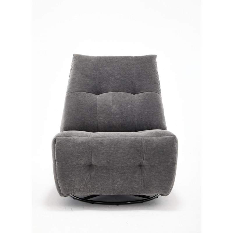32.3" Wide Contemporary Soft Touch Fabric Swivel Glider Power Recliner with Charging Ports (Set of 2), Gray