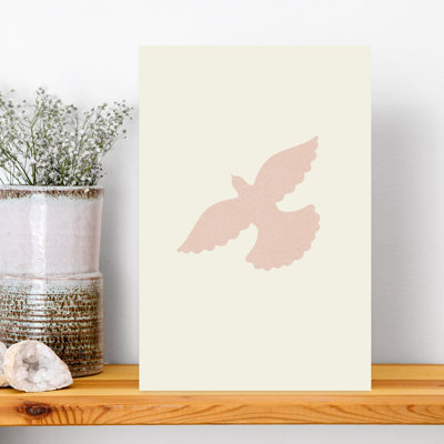 Pink Dove Flight Serene Tranquil Contemporary Bird Wall Art Print by Krisztina Jung - Wrapped Canvas Print