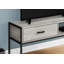 Meuble télé, console de 48 po, meuble multimédia, tiroir de rangement, salon, chambre à coucher, stratifié gris, métal noir, contemporain, moderne
