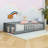 Twin Wood Floor Platform Bed With Built-In Book Storage Rack And Fence-1763537793