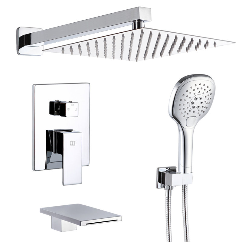 Système de douche complet avec valve brute, Chrome