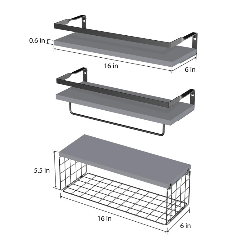 Sumnima Floating Shelf, Grey