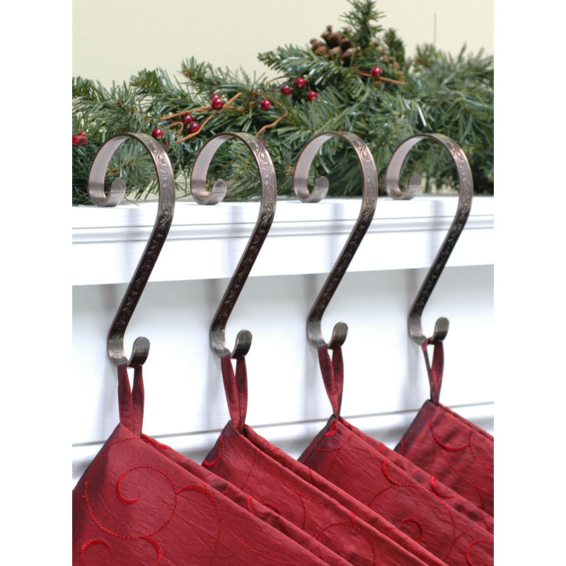 Stocking Scrolls Embossed Holly Stocking Holder, Oil-Rubbed Bronze