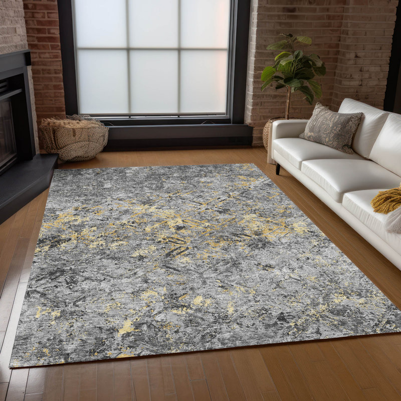 Tapis intérieur / extérieur lavable à la machine Mahaney ACN768 Sky, Rectangle 9 pi x 12 pi