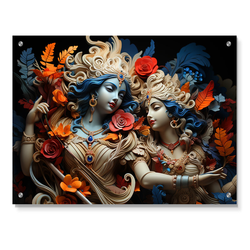 Hindouisme krishna kaki, dieux I - art mural acrylique de l'hindouisme, H 12 po x l 20 po