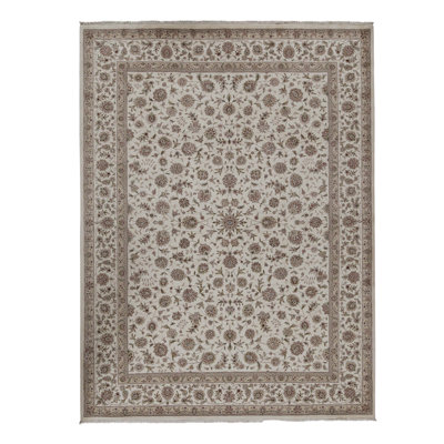High-Quality Hand-Knotted Ivory Area Rug