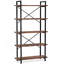 5-Tier Rustic Brown Industrial Metal Bookshelf Unit