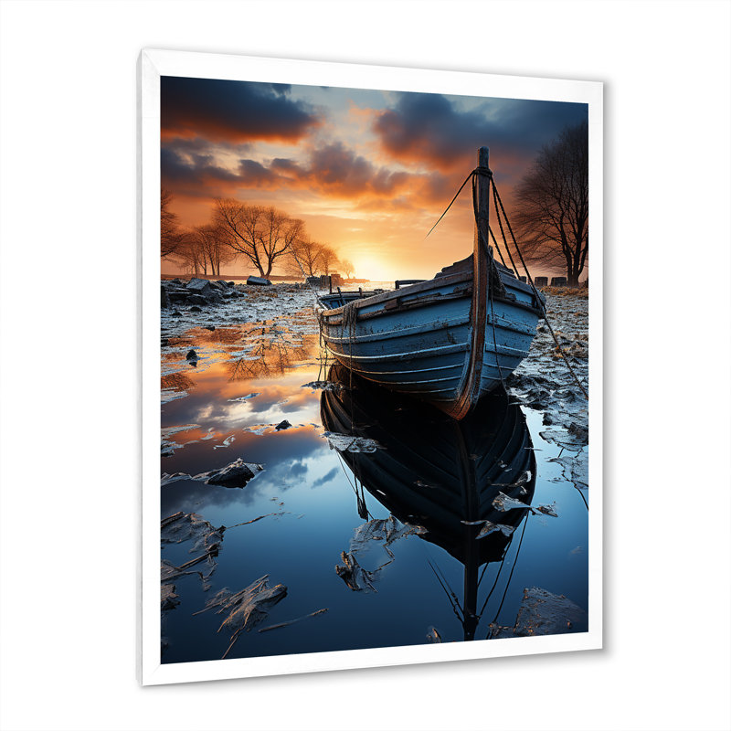 Allemagne, Allemagne, cieux hollandais, bateau sur toile, Cadre photo blanc, H 32 po x l 16 po x P 1 po