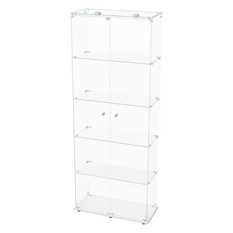 Glass 80 cm W Display Cabinet, White