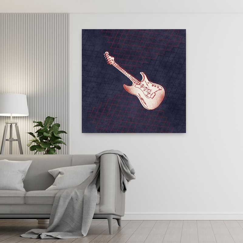 Guitare à bascule, art abstrait rétro, H 48 po x l 48 po
