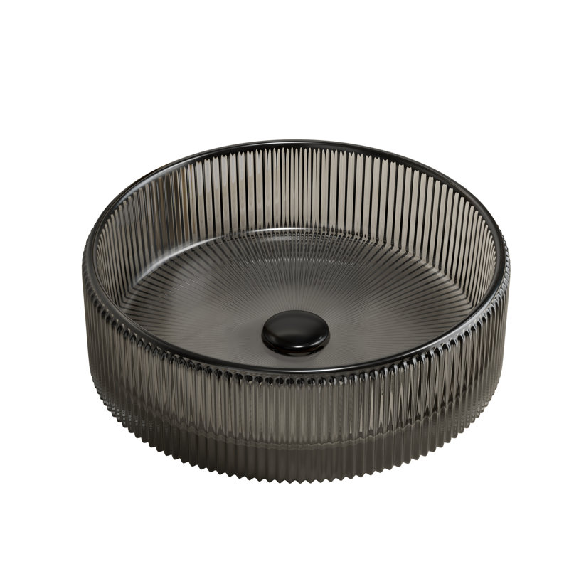 Lavabo de salle de bain transparent en verre cristal transparent 14 po - (sans robinet) Sonny, Noir