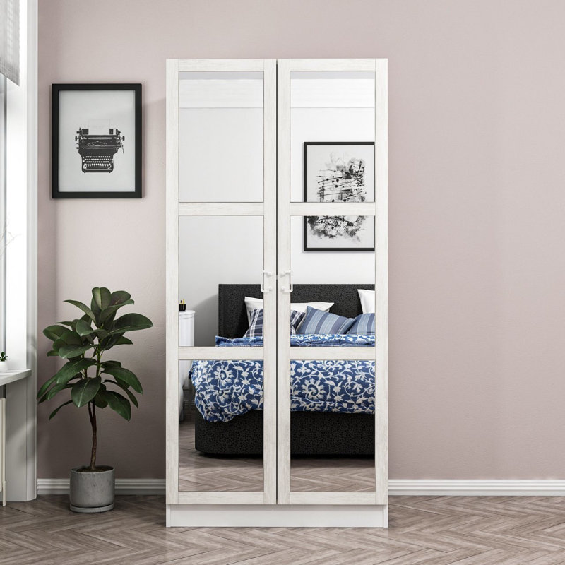 Modern White Wardrobe, 100% Melamine Coated Particle Board, 35.4 x 74.8 x 20.5 inches | Stylish & Functional Storage Solution | Durable Design with Elegant Solid Color Finish for Bedroom & Closet Organization