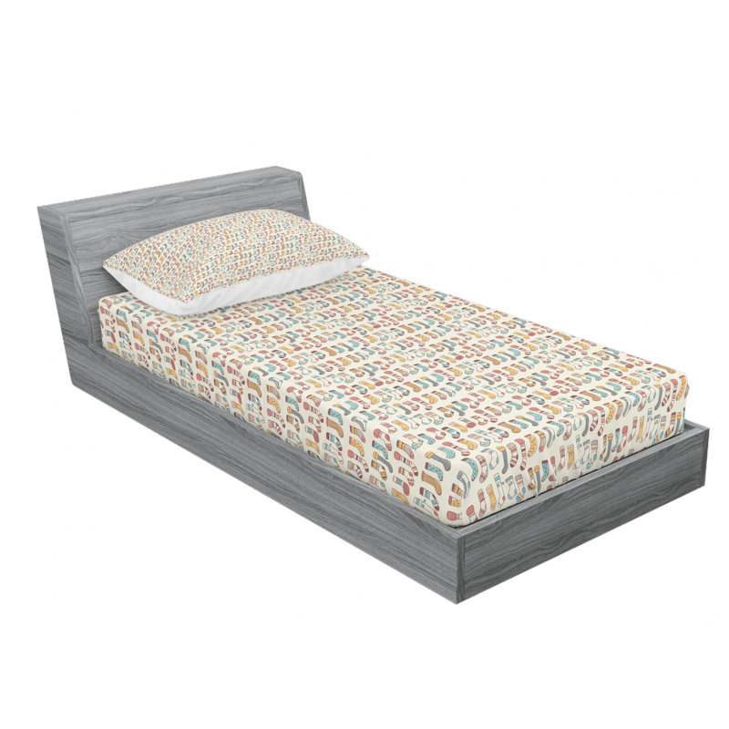 Scandinavian Microfiber Patterned Fitted Sheet, Twin Fitted Sheet with 1 Pillowcase