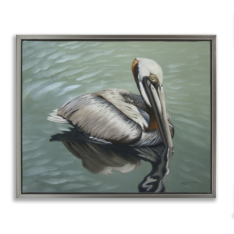 «Pelican Lake Reflection» par D. Rust, Cadre flottant gris lustré, H 17 po x l 21 po