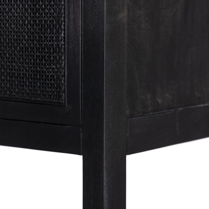 Leighton Solid Wood Accent Cabinet, Black Natural
