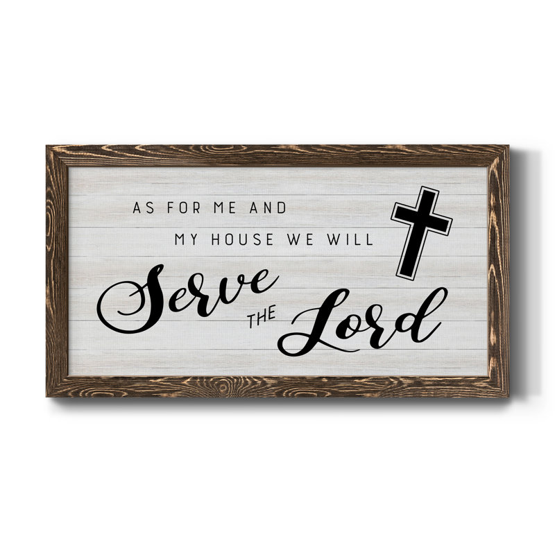 «Serve The Lord Cross», art textuel sur toile, Noyer