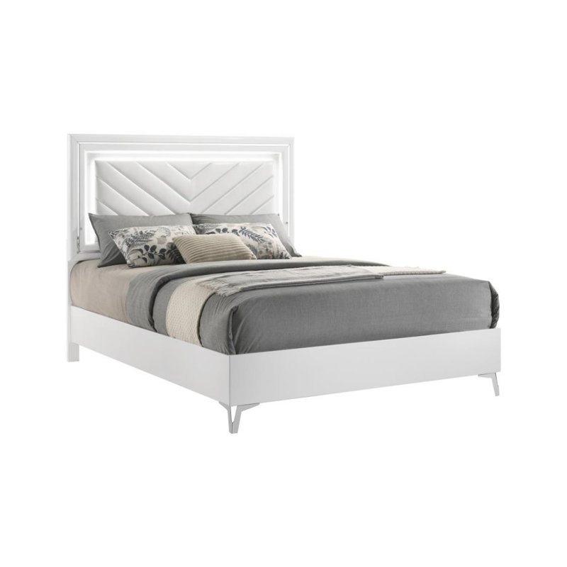 Lit à panneau tapissier Mitza Led, Grand