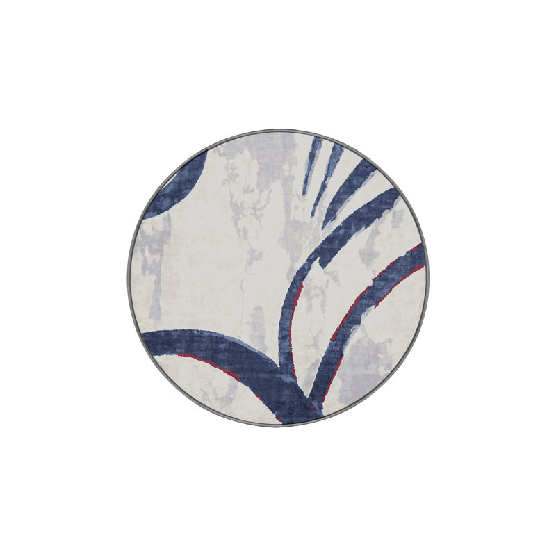 Tapis gris soyeux et moelleux, Rond 4 pi