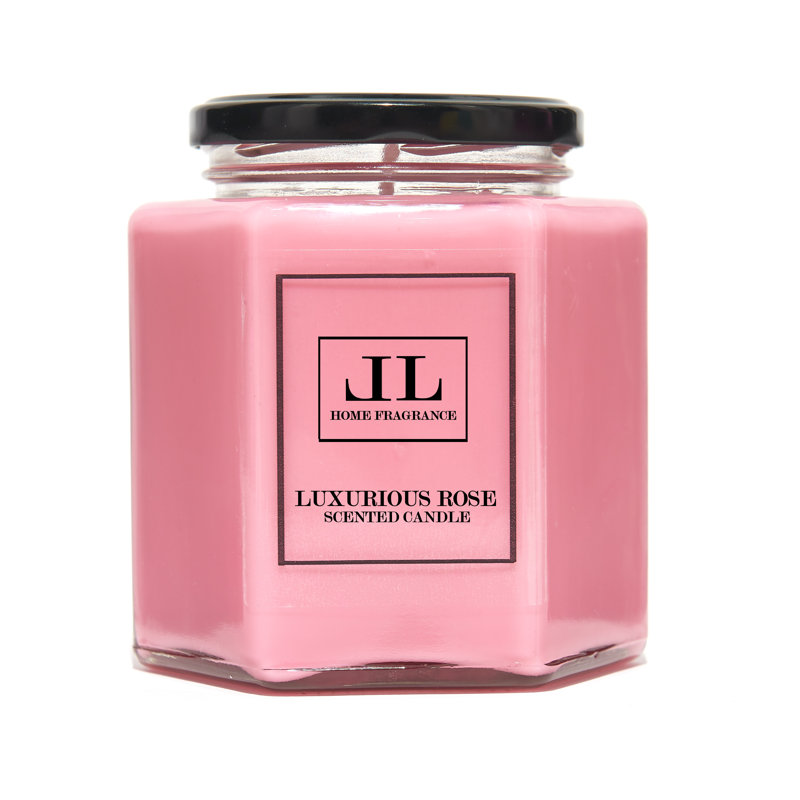 Rose Scented Jar Candle, 9cm H x 7cm W x 7cm D