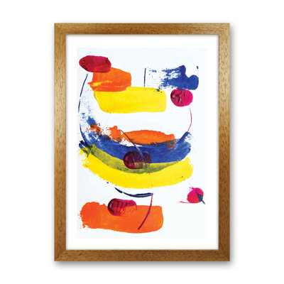 Bright Yellow Blue And Red Paint Strokes by Pixy Paper - Print