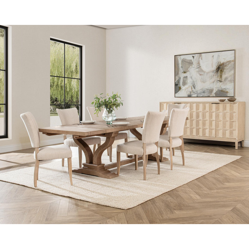 Albert Extendable Dining Table, Antique Beige