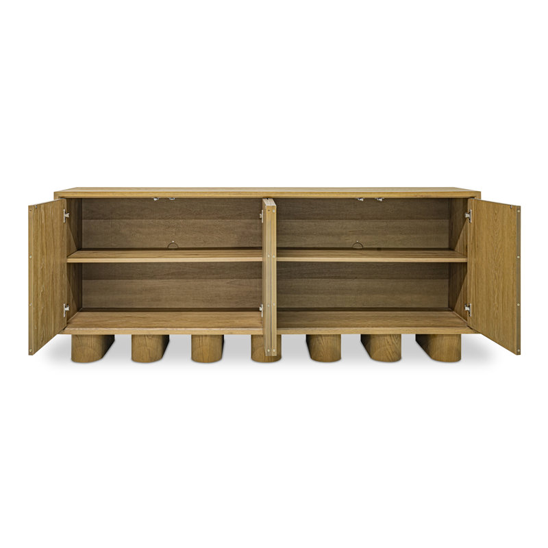 Marcelle 80'' W Solid Wood Sideboard, Brown/White