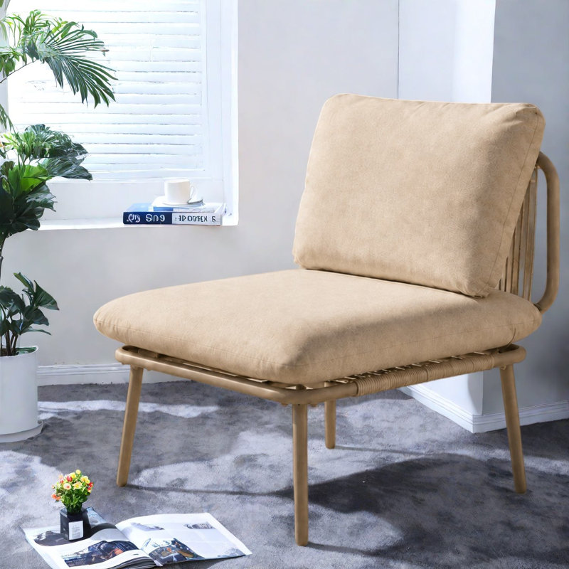 Fauteuil de patio modulaire sans accoudoirs, coussin de 10 cm, structure en acier, siège moderne