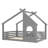 Solid Wood Kids House Floor Bed with Window & Shelf – Low-to-Ground Full Bed, No Box Spring Needed,Gray-676718426-676718368
