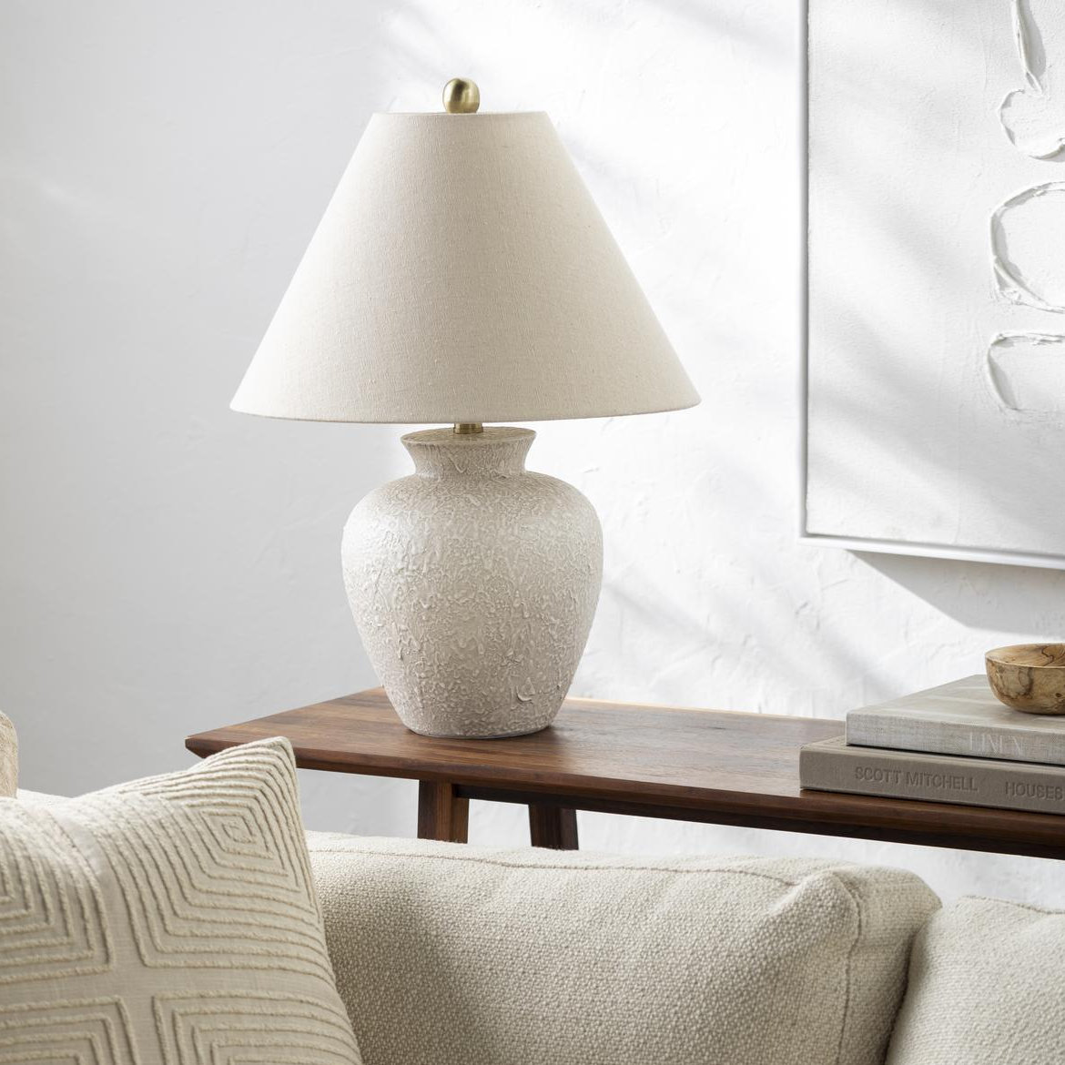 Calico Table Lamp, Cream Finish / Natural Shade