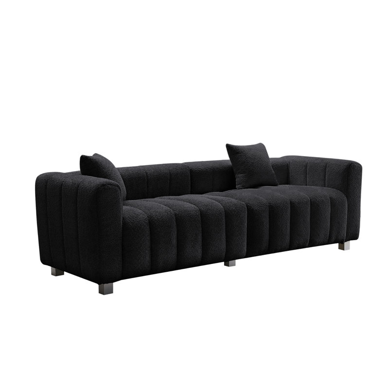 87.4'' Premium Velvet Sofa 3-Seater Loveseat, Black