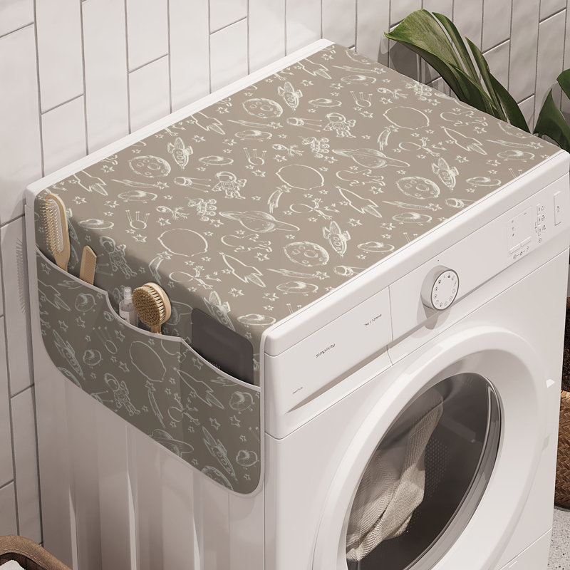 East Urban Home Cosmic Space Washing Machine Organizer Pack of 2 47" x 18.5" Pale Sepia Off White