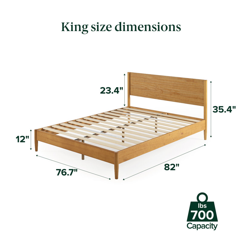 Mid-Century Modern Solid Wood Platform Bed - Whitman