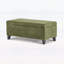 Repose-pieds de rangement rétro vert avec couvercle rabattable, tissu d'assemblage facile et pieds en bois d'hévéa