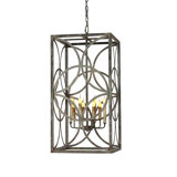 Diamond 6 - Light Candle Style Rectangle Chandelier with Wrought Iron Accents