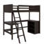 Lit mezzanine simple avec tablettes intégrées et bureau d'étude, structure en bois avec poste de travail-1402096301