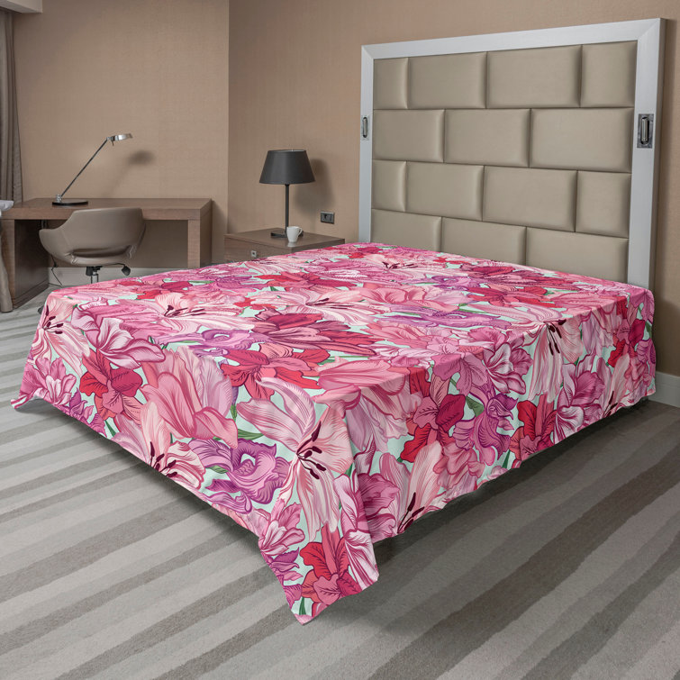 Ambesonne, drap plat floral pivoines, art botanique printanier