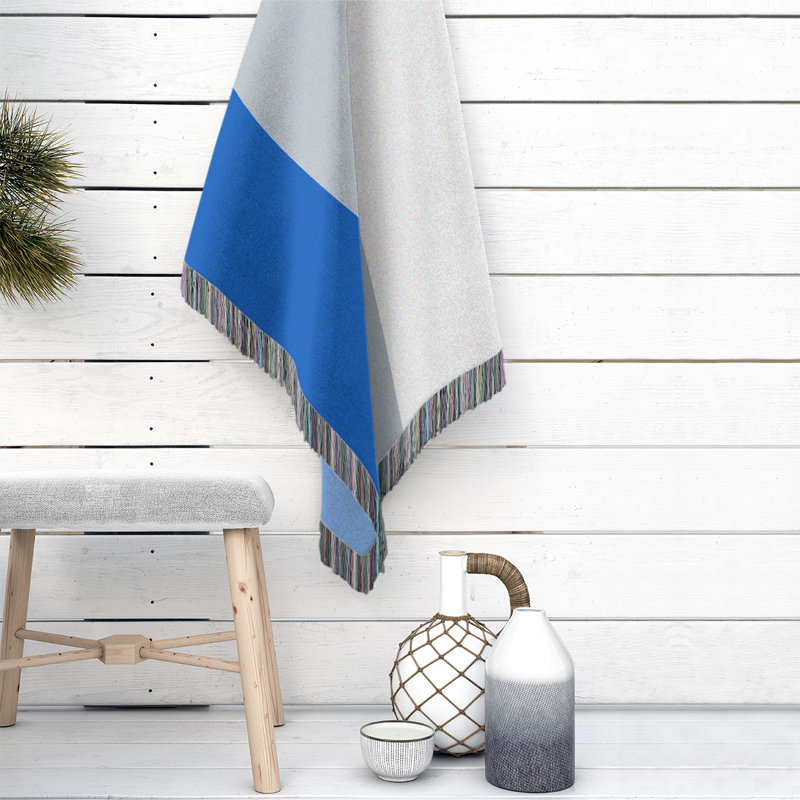 Couverture en coton Charlotte, l 50 po x L 60 po, Bleu royal / argent / blanc, Basketball Dallas