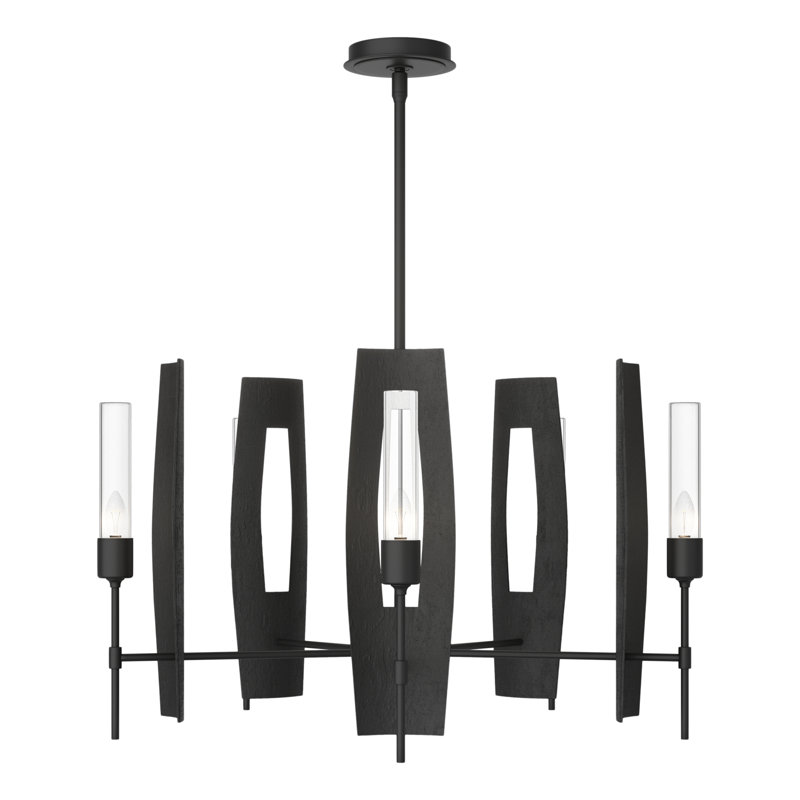 Passage 5 - Light Wagon Wheel Chandelier, Black, Clear Glass
