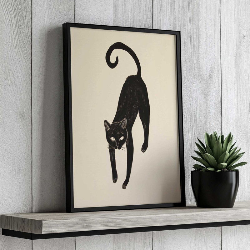 «Black Cat Portrait In Matisse» par Cocoon Design, reproduction d'art sur toile, H 40 po x l 30 po, Noir