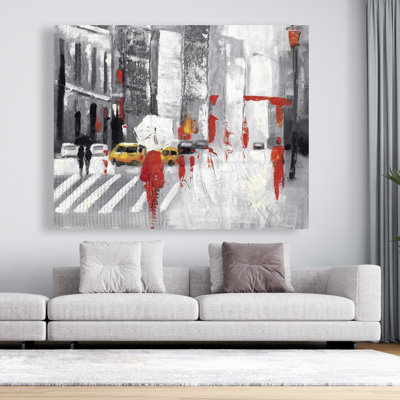 Abstract Cloudy City Street - Building Bedroom Canvas Art