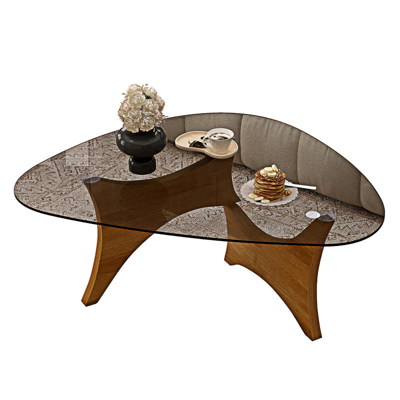 Table basse avec plateau en verre, Walnut