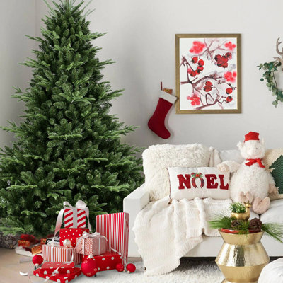 Full-Shaped Christmas Tree With 1129 Tips, PE/PVC Mixed Needles, Wide Base For Large Spaces, Hinged Structure For Easy Setup, Metal Stand For Strong Support