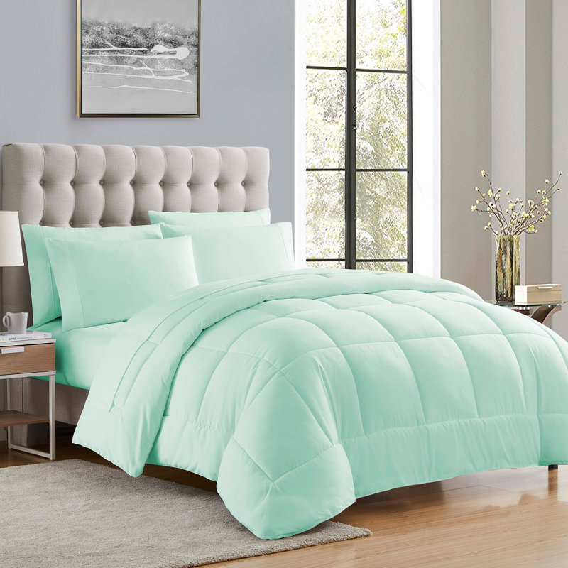 Ensemble d'édredon et de draps de couleur unie toutes saisons pour lit dans un sac 5 pièces / 7 pièces par Sweet Home Collection