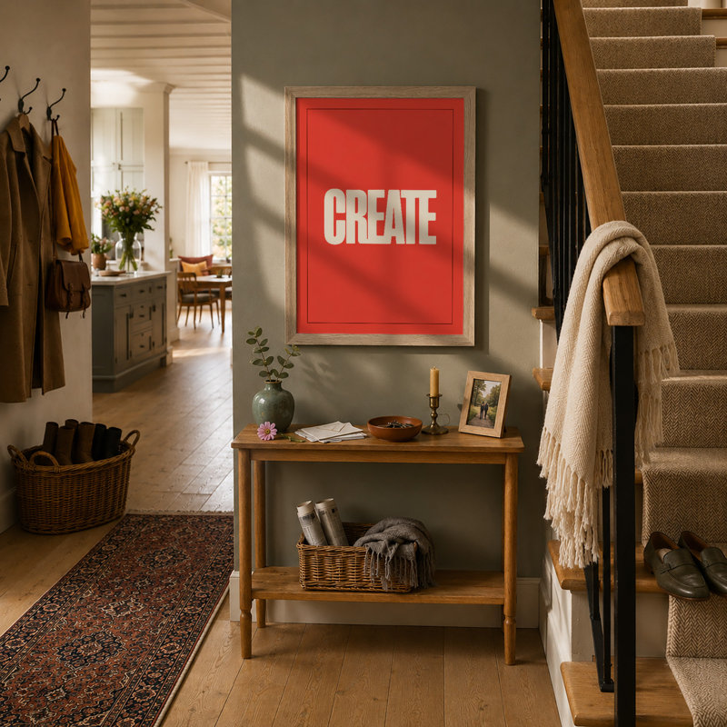 Create Typography - Framed Print, A2 - 59.4 x 42.0 cm, Oak
