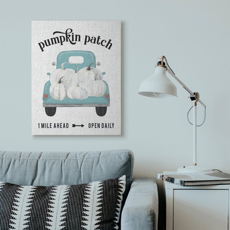 « citrouille patch truck automne automne saison design », art textuel, Toile tendue, H 30 po x l 40 po
