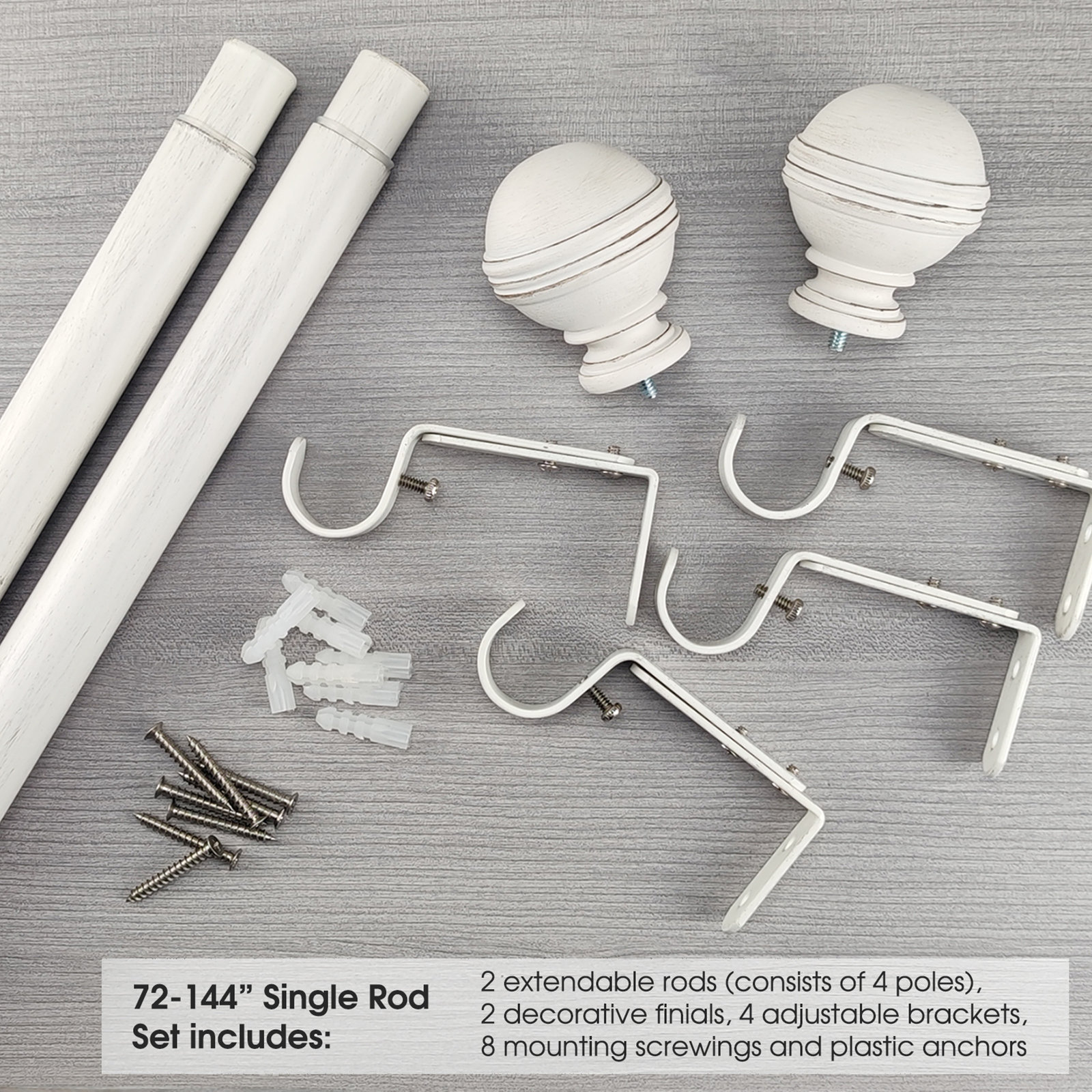 Satin Single Curtain Rod, 72" - 144"