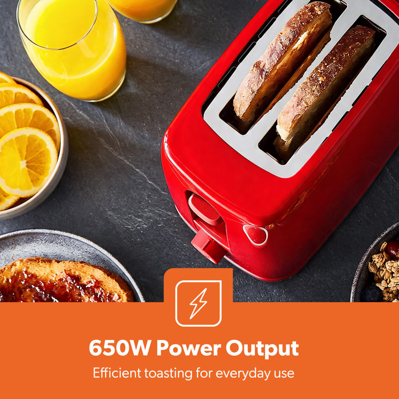 GEEPAS 2 Slice Toaster | 6 Browning Levels with Cancel Function | For Thin Small Bread Slice, Removable Crumb Tray Cool Touch Housing High Lift | Space-Saving Design | 1 Yr Warranty 650W
