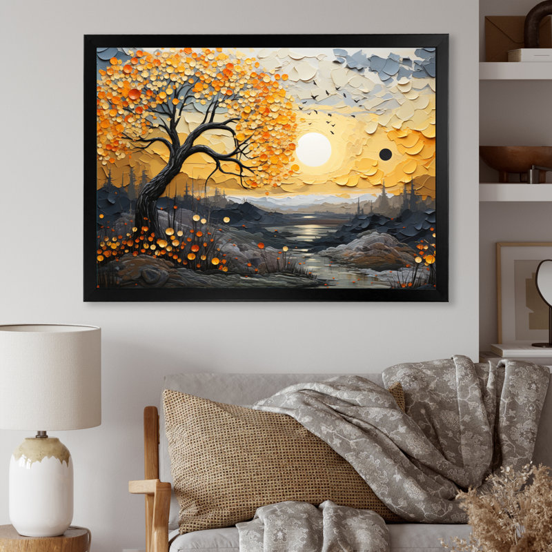 «Romantic Landscape Melting Hearts VI», reproduction sur toile, H 30 po x l 40 po x P 1,5 po, Cadre simple noir
