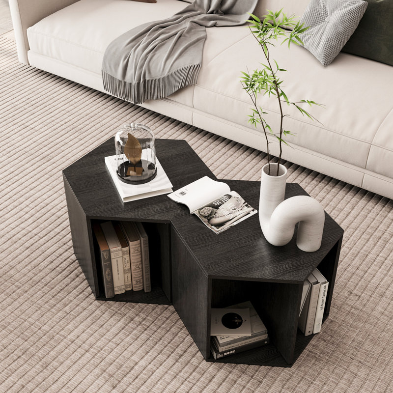 Table d'appoint 47,24 po Hexagonal, Brun-noir