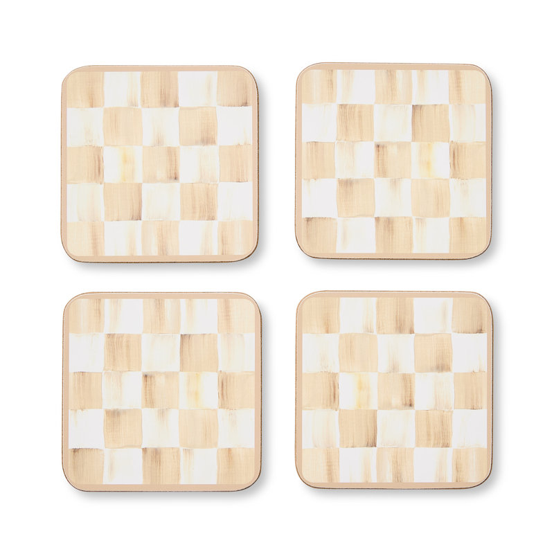 Mocha Check Cork Back Coasters